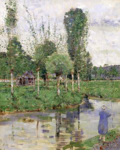 Na rzece, Sainte-Gertrude, Caudebec, Normandia (olej na płótnie) autorstwa John Quinton Pringle