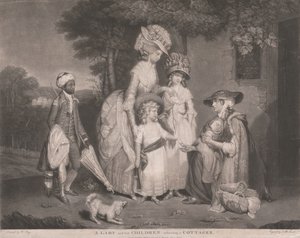 Dama i jej dzieci pomagają wieśniaczce autorstwa John Raphael Smith