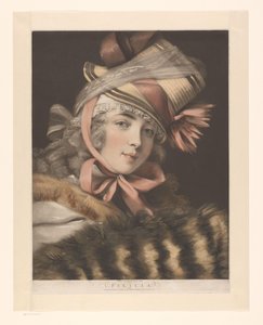 Portret aktorki, prawdopodobnie Louise-Rosalie Lefebvre Felicia (tytuł na obiekcie) Sześć portretów aktorek (tytuł serii) autorstwa John Raphael Smith