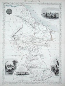 Gujana Brytyjska, z serii map świata wydawanych przez John Tallis & Co., Nowy Jork i Londyn