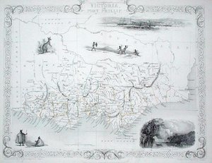 Victoria lub Port Phillip, Australia, z serii map świata wydanej przez John Tallis & Co, Nowy Jork i Londyn