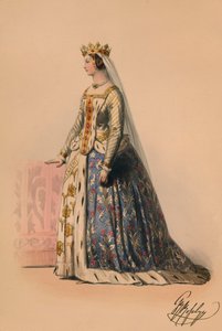 Gość w kostiumie Królowej Wiktorii w kostiumie Bal, 12 maja 1842, 1843.