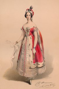 Gość w kostiumie Królowej Wiktorii w kostiumie Bal, 12 maja 1842, 1843.