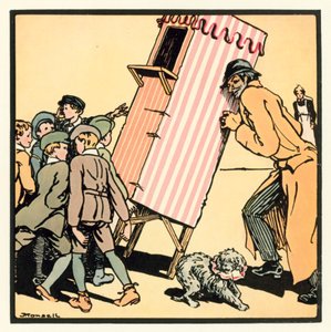 Kensington Rhymes: The Punch And Judy Show (kolorowa litografia) autorstwa John Robert (after) Monsell