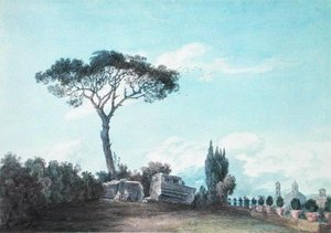 W ogrodach Pałacu Colonna, Rzym (akwarela na papierze) autorstwa John Robert Cozens