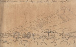 Fragment Wezuwiusza z loggii w willi, Portici, 22 sierpnia autorstwa John Robert Cozens