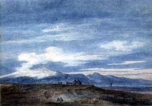 Chata pasterska na pograniczu Bagien Pontyjskich, między Valetri i Terraciną (akwarela na papierze) autorstwa John Robert Cozens