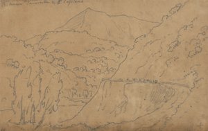 U góry: między Tavernelle a Capriano; Dół: Jezioro Bolsena (grafit na papierze wykładanym)