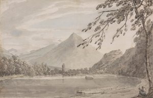 Nad rzeką Aare, między Unterseen a jeziorem Brientz autorstwa John Robert Cozens