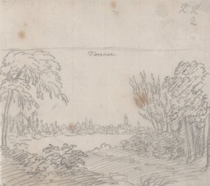 Widok na Florencję z południowego brzegu rzeki Arno autorstwa John Robert Cozens