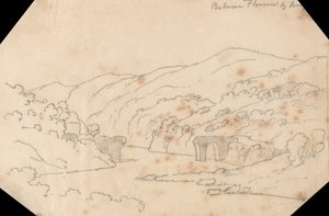 Widok na rzekę Arno między Florencją a Arezzo autorstwa John Robert Cozens