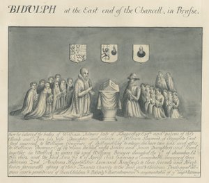 Talerz mosiężny w kościele Biddulph - William Bowyer z Knipersley : rysunek piórkiem i praniem, nd [?XIX wiek] (rysunek)