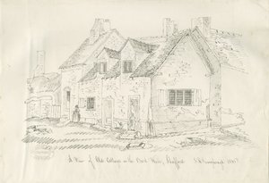 Stafford - Stara chata w tylnych ścianach: rysunek piórem i tuszem, 1836