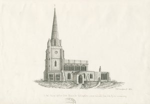 Kościół w Uttoxeter [Stary]: rysunek piórem i tuszem, 1836