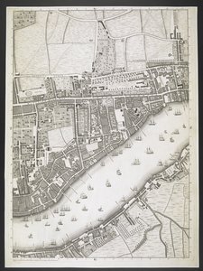 Plan Londynu, autostrada Ratcliff, droga Upper Shadwell,  Plan miast Londynu i Westminsteru oraz dzielnicy Southwark; : z sąsiednimi budynkami; Z rzeczywistej ankiety / wykonanej przez JOHN ROCQUE, Land-Surveyor i Grawerowane przez Johna Pine