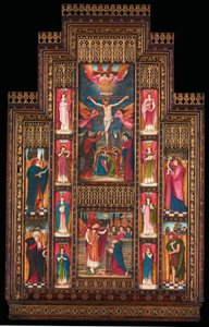Projekt reredos w kościele Świętej Trójcy we Florencji, w gotyckiej oprawie odrodzenia autorstwa Berniniego z Florencji autorstwa John Roddam Spencer Stanhope