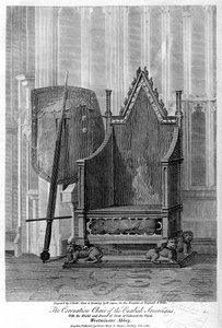 Krzesło koronacyjne władców angielskich, Opactwo Westminsterskie, Londyn, 1810 r. autorstwa John Roffe