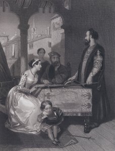 Gentile Bellini i potomkowie wielkiego Enrico Dandolo (grafika)