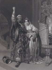 Marino Faliero, Doge of Venice, grożący zemstą za zniesławienie swojej żony, Aluycia Gradenigo (rycina)