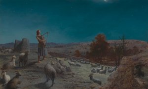 Dawid, przyszły król Izraela, będąc pasterzem w Betlejem autorstwa John Rogers Herbert