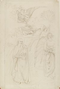 Rysunek Abrahama rozstającego się z Aniołami z Benozzo Gozzoli, 1845 autorstwa John Ruskin
