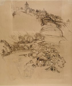 Fribourg, Szwajcaria: Szkic piórem, lipiec lub sierpień - wrzesień 1856 autorstwa John Ruskin