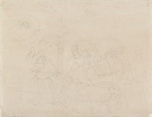 Zarys ołówkiem fragmentu fresku „Przyjaciół Hioba”, 1845 autorstwa John Ruskin