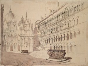 Dwór Pałacu Książęcego, Wenecja, maj 1841 autorstwa John Ruskin
