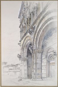 Katedra San Martino, Lucca, lipiec - sierpień 1874 (grafit, akwarela i akwarela na papierze, niektóre linie zaznaczone)
