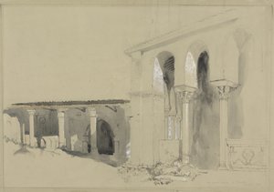 Wielki Plac w Torcello, 1850 (pióro, tusz i lawowanie na graficie z gwaszem na brązowym papierze tkanym) autorstwa John Ruskin