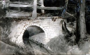 Mały Most Ceglany (tusz z wash na papierze) autorstwa John Ruskin