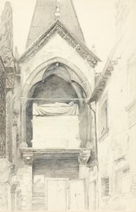 Grób Cangrande I della Scala, Werona, 28 maja-29 czerwca 1869 (grafit, akwarela i kolor ciała na papierze tkanym) autorstwa John Ruskin