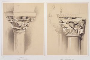 Torcello, stolica filaru nawy i św. Marka, stolica z ganku centralnego, z „Przykładów architektury Wenecji” Johna Ruskina, ryty przez G. Rosenthala, 1851 autorstwa John Ruskin