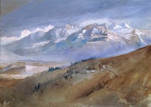 Widok z mojego okna na Mornex, gdzie przebywałem rok, 1862 (wc na papierze) autorstwa John Ruskin
