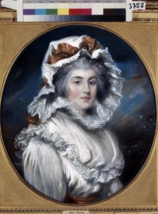 Portret młodej kobiety w czapce (Portret dziewczyny w czapce). Rysunek Johna Russella (1745-1806). Pastel na papierze, II poł. XVIII w. Sztuka angielska XVIII wieku. Muzeum Ermitażu w Sankt Petersburgu. autorstwa John Russel