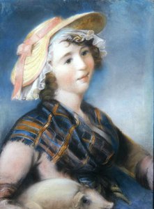 Dziewczyna ze świnią (pastel)