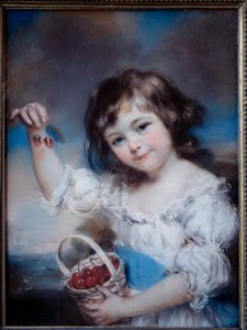 Portret dziewczynki w koszu wiśni Obraz Johna Russela (1745-1806) XIX wiek