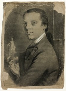 Młody mężczyzna trzymający statuetkę autorstwa John Russell