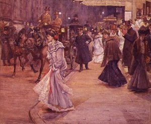 Tłum na zewnątrz teatru autorstwa John Sanderson Wells