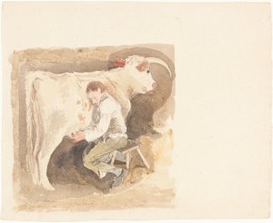 Chłopiec dojenie krowy autorstwa John Sell Cotman