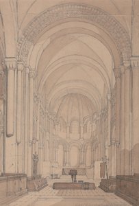 Wschodnia część kościoła opactwa Saint-Georges de Boscherville, niedaleko Rouen, Normandia autorstwa John Sell Cotman