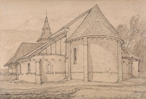 Wschodnia część kościoła opactwa św. Pawła w Rouen, Normandia autorstwa John Sell Cotman
