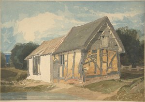 Budynek gospodarczy przy stawie autorstwa John Sell Cotman