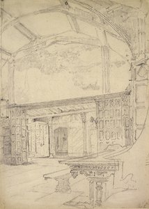 Wnętrze Wielkiej Sali, Little Moreton Hall, Cheshire autorstwa John Sell Cotman