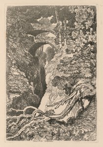 Liber Studiorum: Płyta 10, Diabelski Most, Cardinganshire autorstwa John Sell Cotman