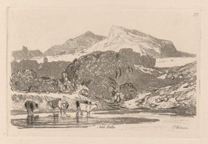 Liber Studiorum: Płyta 21, Widok w północnej Walii autorstwa John Sell Cotman