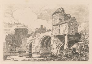 Liber Studiorum: Płyta 26, Monnow Bridge, Monmouthshire autorstwa John Sell Cotman