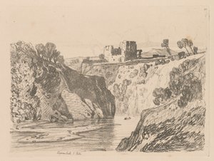 Liber Studiorum: Tablica 27, Kilgarren Castle, N. Wales, 1838. autorstwa John Sell Cotman