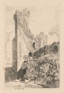 Liber Studiorum: Tablica 32, Zamek Caernarvon, Płn. Walia, 1838 r. autorstwa John Sell Cotman