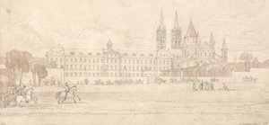 Szkoła wojskowa i kościół opactwa św. Szczepana w Caen autorstwa John Sell Cotman